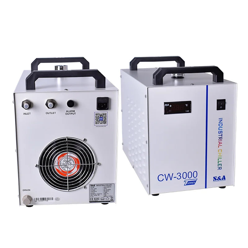 Industrial Water Chiller S&A CW3000 for CNC Spindle Machine CO2 Laser Tube 80W Small air Cooling Machine