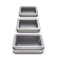 Square Storage Tin  Container Window Tin Case Nail Clippers Tweezers Nail Tools Slip Lid Tin Box