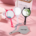 Zonyin Custom Logo Label Cat Shaped Handheld Makeup Mirror Portable Round Handle Cosmetic Mirror Personalized Features for Girls