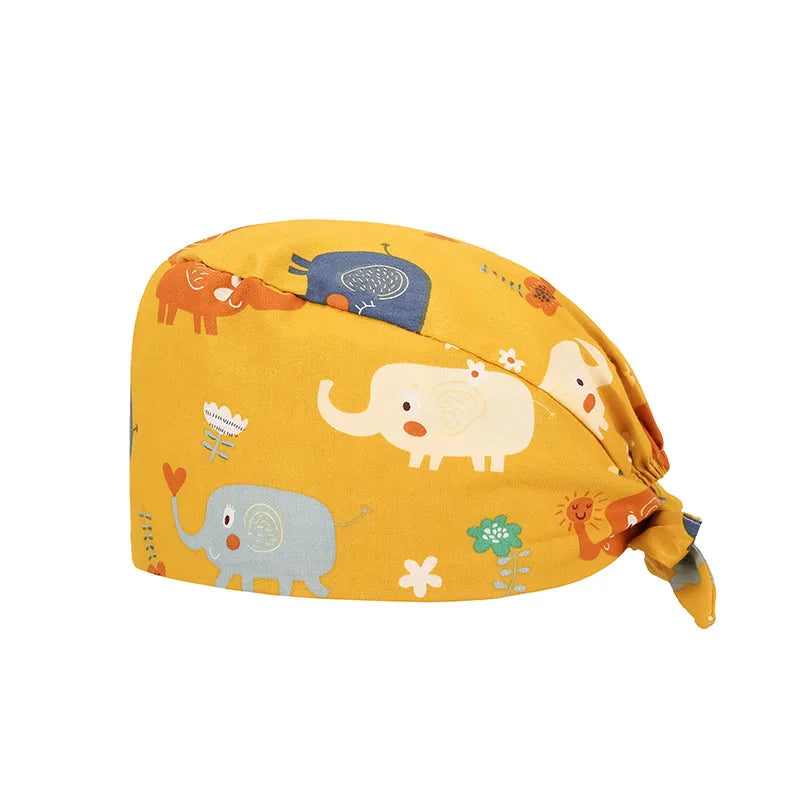 100% Cotton Head Cover Working Caps Unisex Scrub Cap Bouffant Hats with Buttons for Women