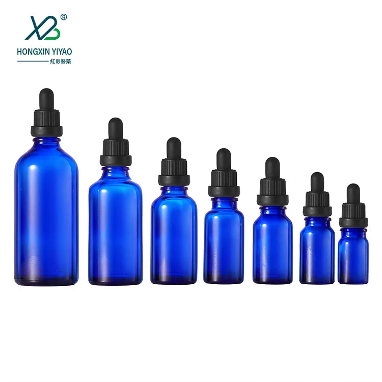 Factory Wholesale 5ml 10ml 30ml Blue Glass Essential Oil Bottles for Craft Cosmetics Mascara Facial Cleanser & Eye Drops
