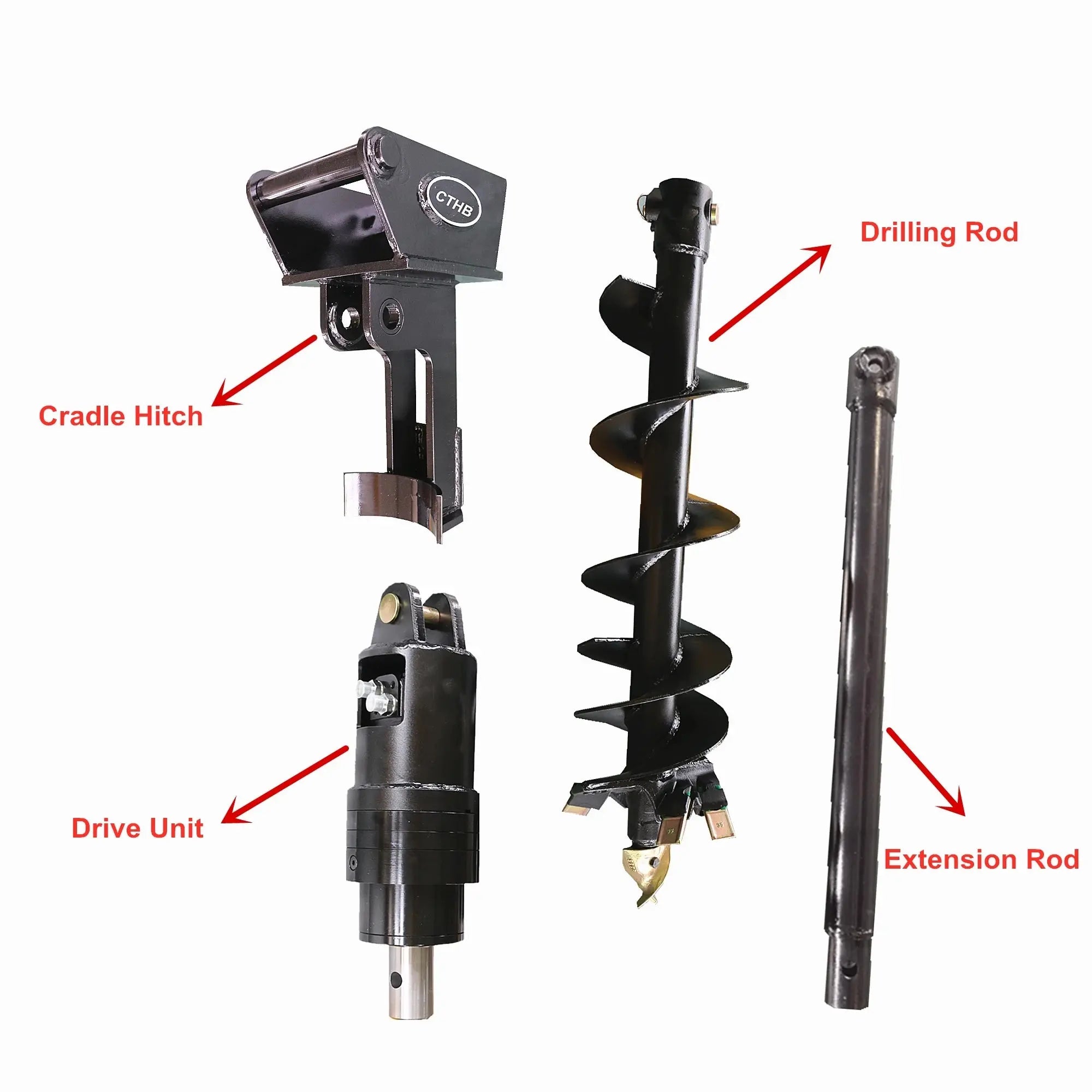 Auger for Mini Excavator Hydraulic Well Auger Attachment Post Hole Drill Earth Auger for Excavator
