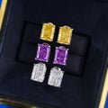 Jewelry Supplier Wholesale 925 Sterling Silver Radian High-Carat Diamond Earrings in Yellow White and Purple