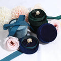 Wholesale Jewelry Storage Box Round Velvet Cheap Earrings Pendant Vintage Style Ring Box with Ribbon