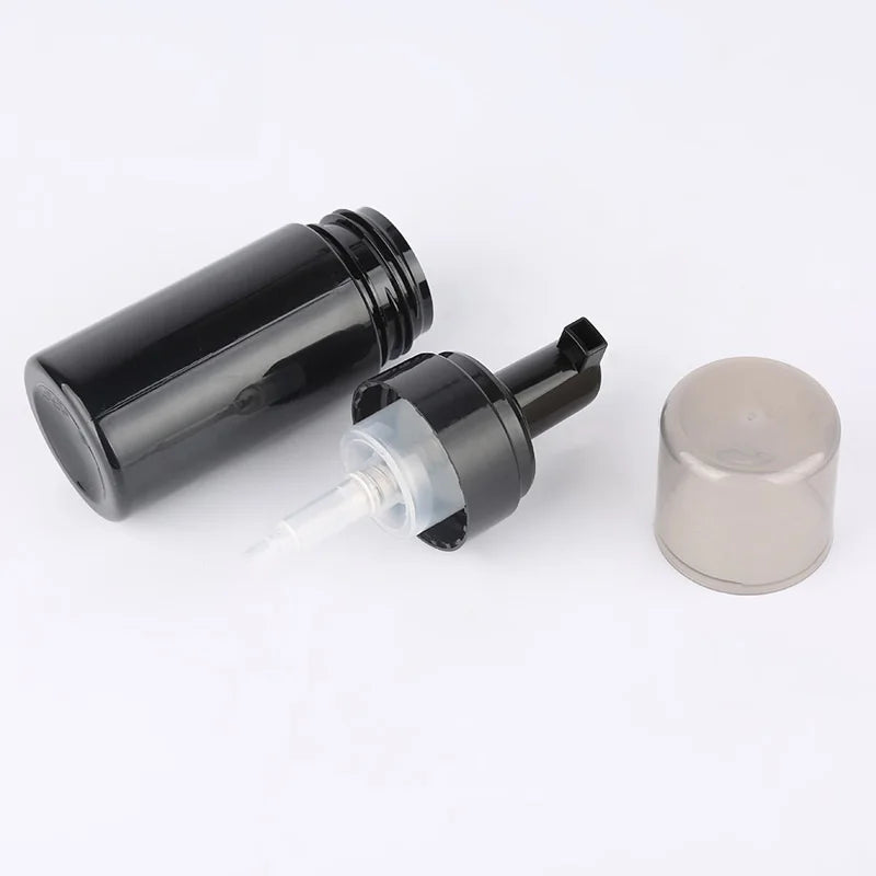 Customs logo Luxury Mousse Bottle 100ml 120ml 150ml 200ml Black Foaming Pump Bottle Large Mouth Smooth Cosmetic Package