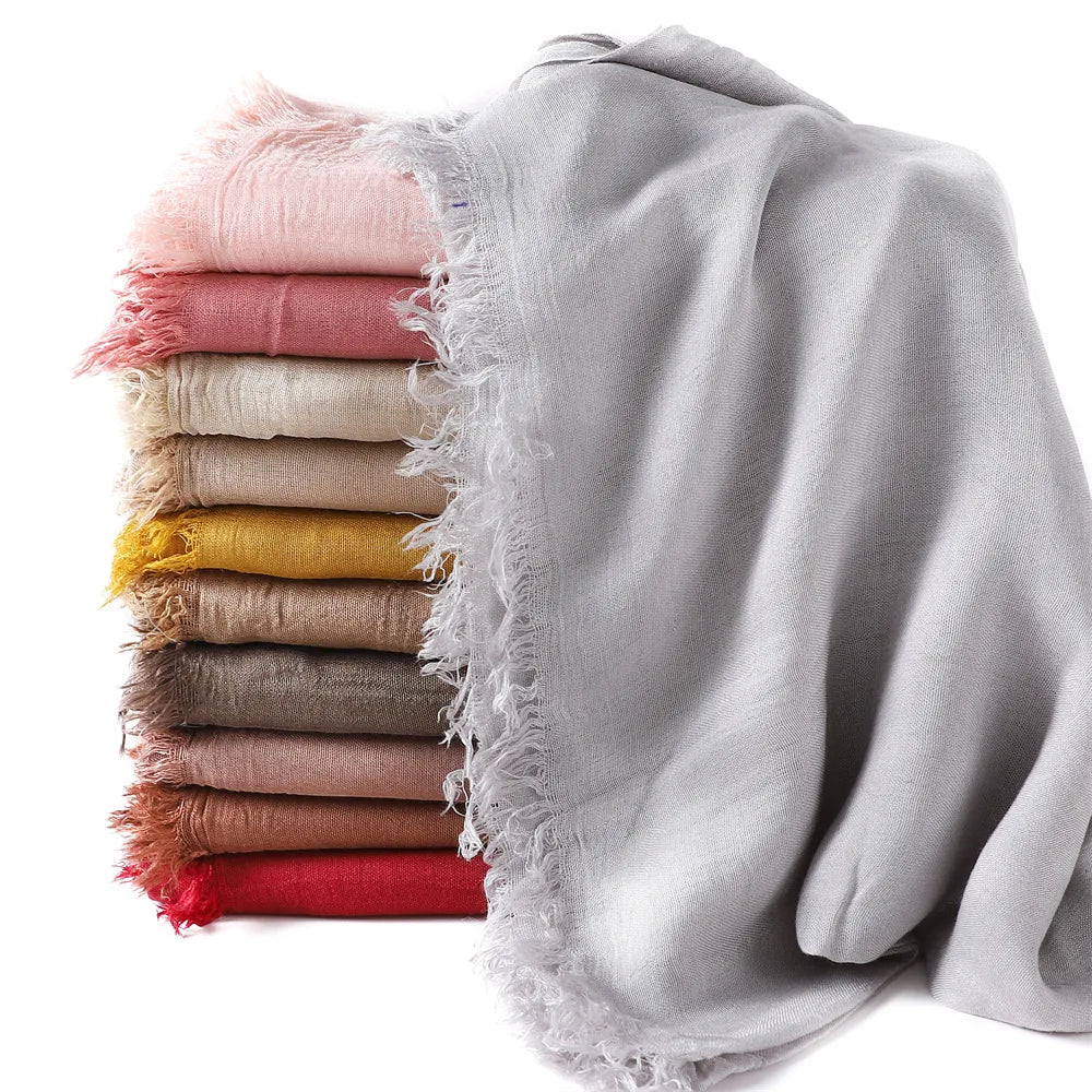 Wholesale Tudung Women Lady Scarf Spring Summer Casual Turban Shawls Rayon Muslim Hijab Head Wraps Ethnic Scarves