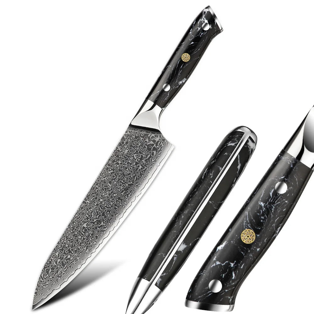Hot Seller Amber Black Stone Handle Chefs Knife 8 Inch Professional Chef Knife Japanese Vg 10 Chef Knife