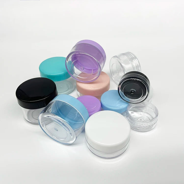 Empty 5g 10g 15g 20g Plastic Jar Container With Multi Colored Cover Cap Lid for Cosmetic Glitter Powder Lip Balm Pot