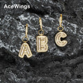 E039  Bling Bling CZ Letters  Earrings Men Brass Setting Zircon Stud Earrings Hip Hop Jewelry