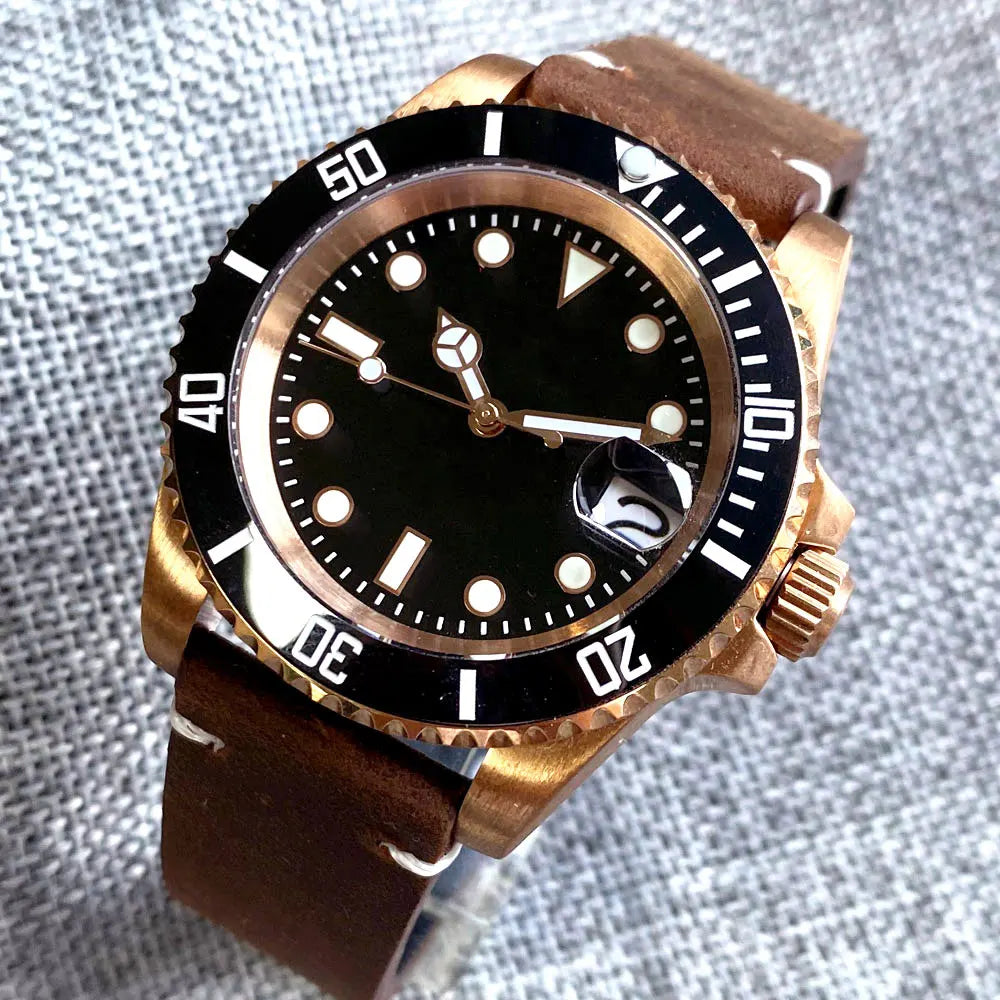 OEM Tandorio NH35A Cusn8 Bronze 40mm Automatic Men Watch 200m Waterproof Sapphire Crystal 120 Clicks Rotating Bezel