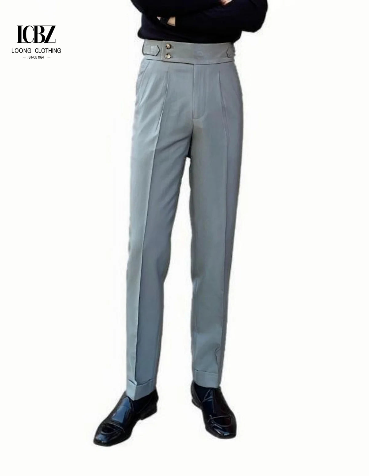 Naples Men's High Waist Anti-Wrinkle Non-Iron Business Dress Trousers Straight Tube Pleated Front Plus Size Suit Pants