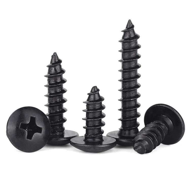 M2.3 M2.6 M3 M3.5 M4 M5 M6 Black Oxide Steel Phillips Truss Mushroom Head Self Tapping Screws