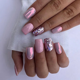 Custom Logo 24pcs Gel Press on Nails Gel Powder Fake Nails Wholesale Medium Nails Press on Tips With Glue