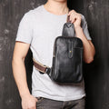 Genuine Leather Vintage Waterproof Men's Sling Backpack & Chest Bag Travel Hiking Messenger Bag Business/Casual Use