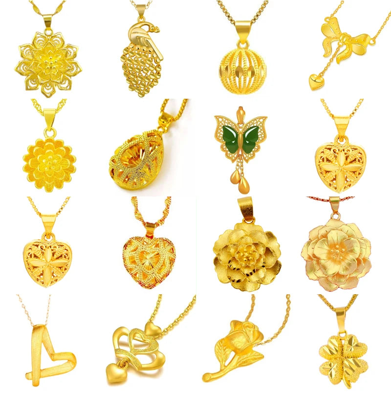 Gold Flower Pendant Wholesale Plated  Gold Jewelry  Necklace Gold Plated Jewelry