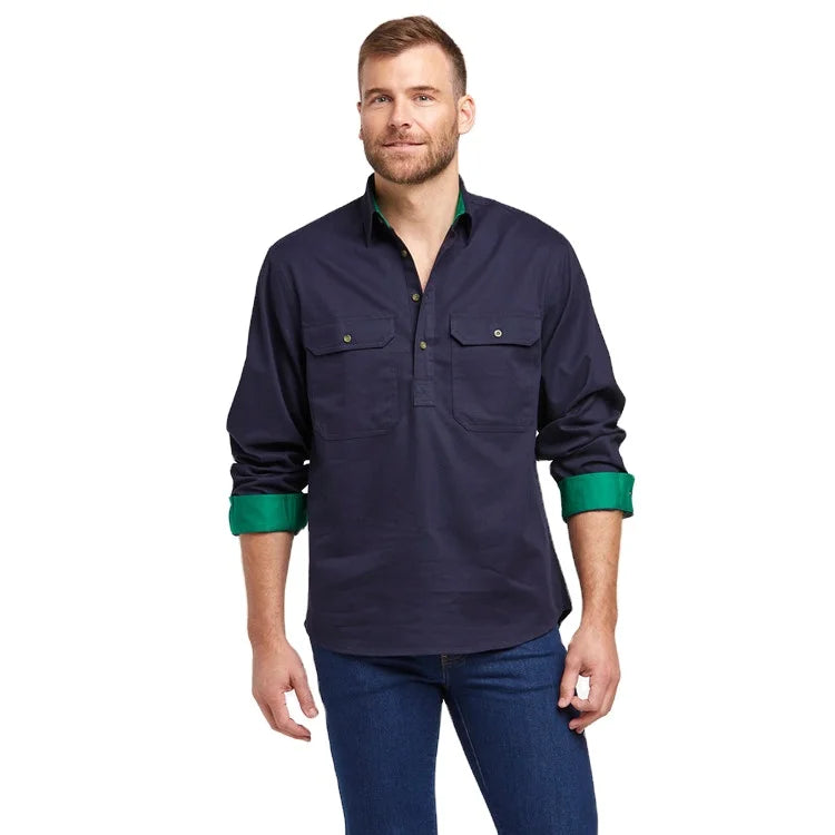 Cotton Country Work Shirts extra Larger  Pockets  Breathable Ripstop Work Shirt|Best Work Shirts Australia|Contrast Trims