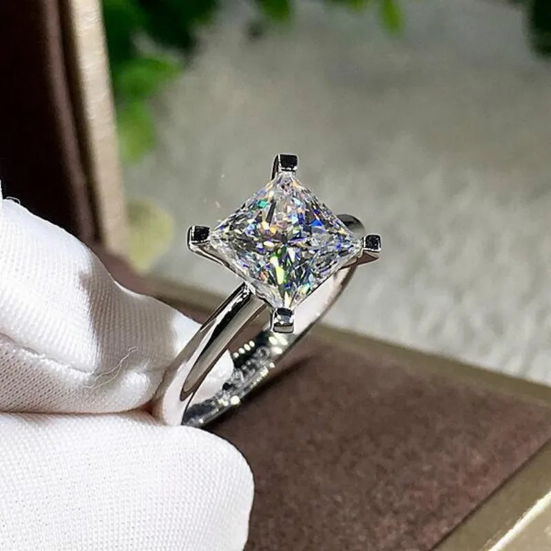 Chen Rui Inlaid Square Zircon Diamond Ring Female Wedding Temperament First