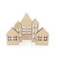 Custom Laser Cut Wood Mantel Winter Christmas Village Set Wooden Christmas Houses for Mantel Decorations
