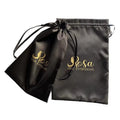 Black Silk Satin Packaging Bags for Sex Toys Satin Makeup Brush Dust Bag With Gold String Black Satin Hair Extensions Bags