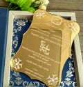 Customizable Shape Gold Mirror Acrylic Invitations 1 Color Foil DIY Design Idea Luxury Wedding Acrylic Invitation Cards