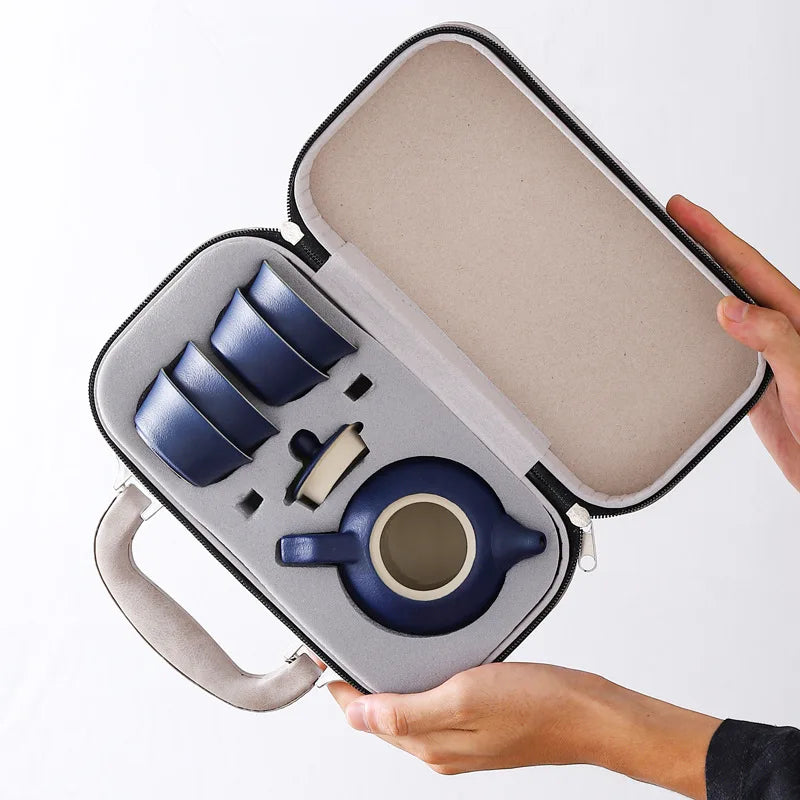 Europe Design Portable Outdoor Ceramic Travel Tea Set One Pot Quick Guest Cup with Four Cups