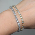 Fashion Trendy Stainless Steel Fine Gold Plated 3mm 4mm Zircon Beads Paving Tennis Chain Bracelet and Necklace Set Jewelry Women