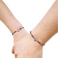 Antique Silver Alloy Couple Bracelet Ethnic Simple Handmade Matching Bracelets with Mountain Sea Charm Braided String for Gift