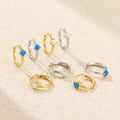 Wholesale Fashion Jewelry 925 Sterling Silver Four Claws Round Synthetic White Opal Gold Plated Hoop Earring Jewelry for Women