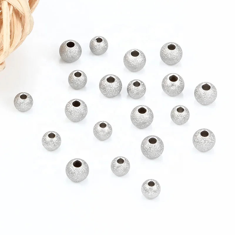 Factory Price Wholesale Stainless Steel Frosted Round Shape Balls Positioning Beads DIY Jewelry Findings Stainless Steel Beads