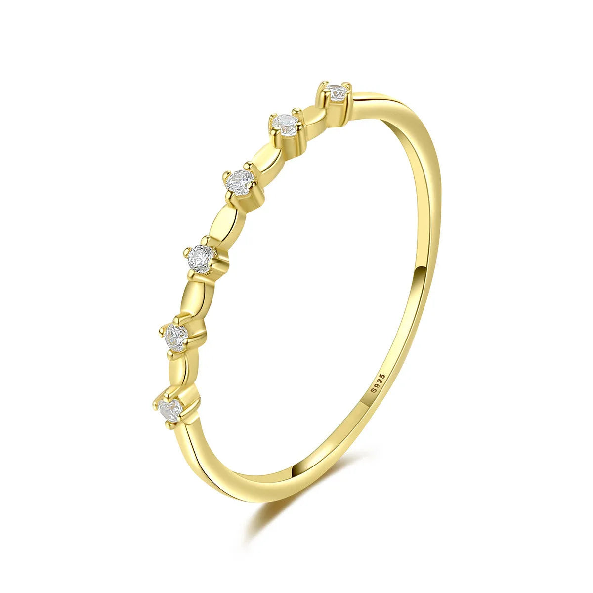 925 silver ring simple fashion 14K gold plated slender zircon ring women wholesale