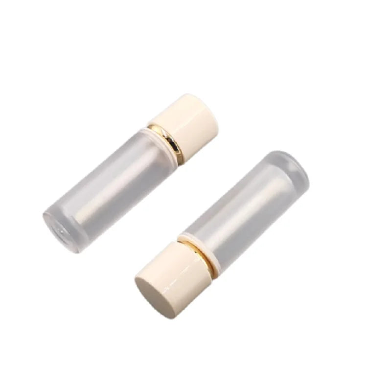 Frosted Lip Gloss Tube 4ML Round Creamy White Gold Lid ABS Plastic Empty Liquid Lipstick Lip Tint Bottle Wand Lipgloss Container