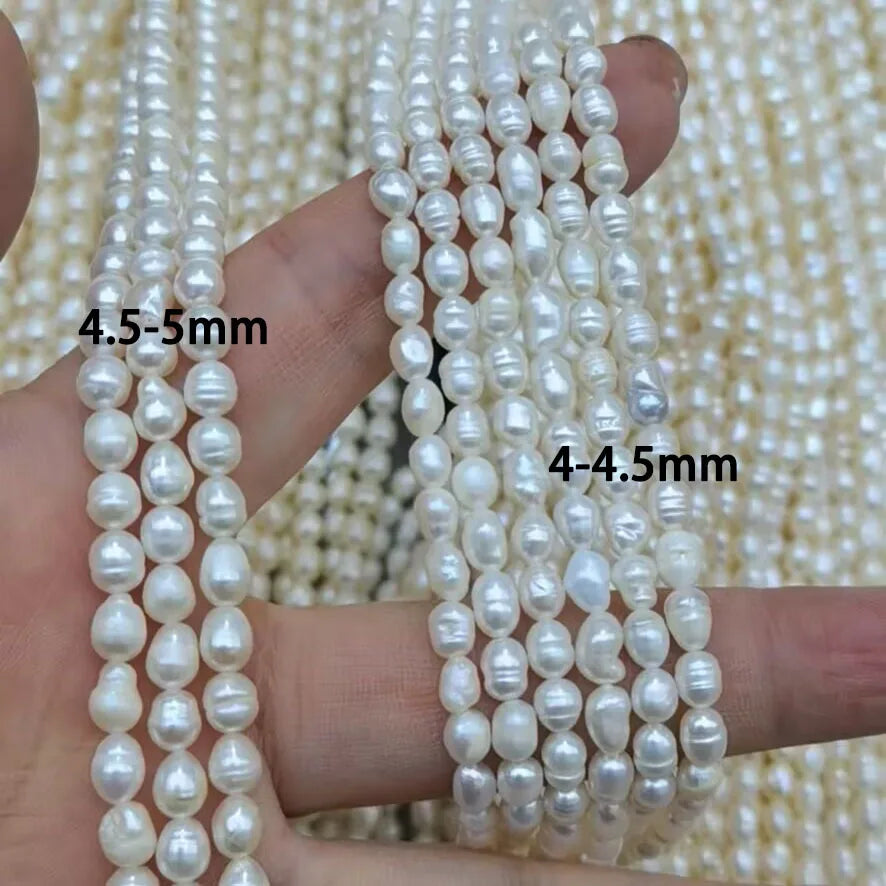 Real 4-4.5mm White Color Natural Freshwater Rice Pearl Choker for Women Gift