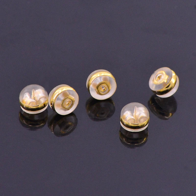 Gold Plated Stainless Steel Round Ring Earring Backs Hamburger Safety Earring Stopper for Studs Jewelry Findings & Components