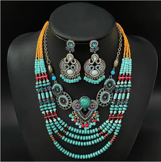 Bohemian Ethnic Style Pendant Necklace Retro Exotic Accessories Earrings Accessories Women's Party Jewelry Sets Gifts