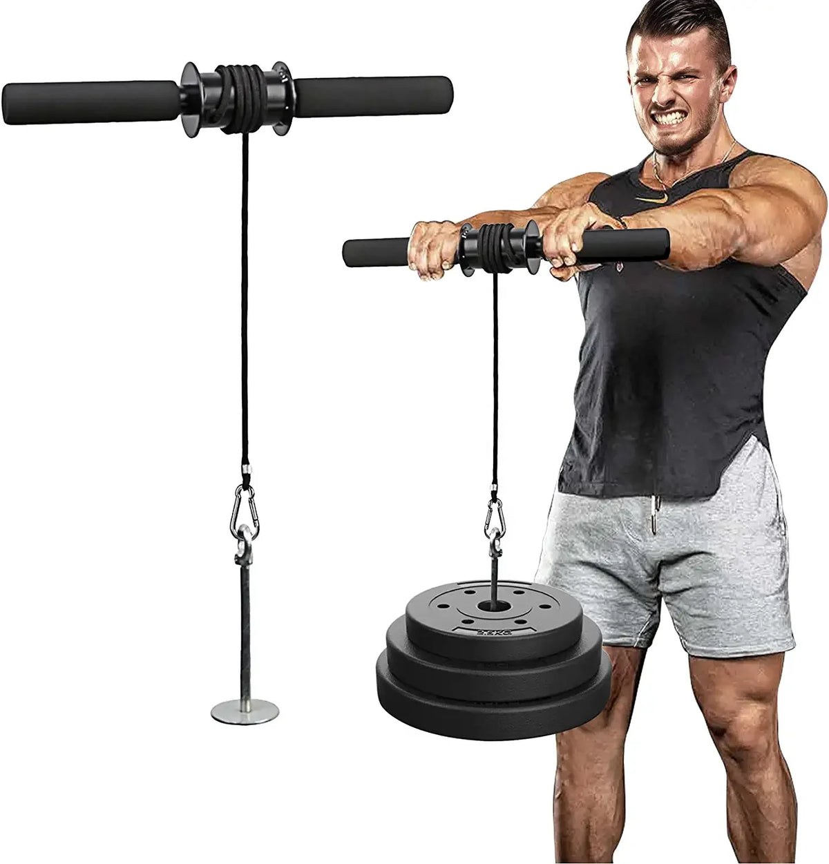 Gym Equipment Durable Steel & Foam Arm Wrestling Wrist Roller Workout Forearm Trainer 0.7kg