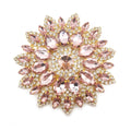 Sparkly Round Shape Gold Metal Rhinestone Applique Light Pink Rhinestone Embellishments Sew on Rhinestone Applique for Dress