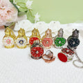 3ml Key Chain Ring Metal Alloy Flower Perfume Bottle Mini Pocket Arabic Glass Essential Oil Refillable Attar Bottle#887