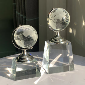 ADL Crystal Glass Globe Trophies Award Laser-Printed for Business Engraved Souvenir Personalized Crystal Trophies Award Plaque