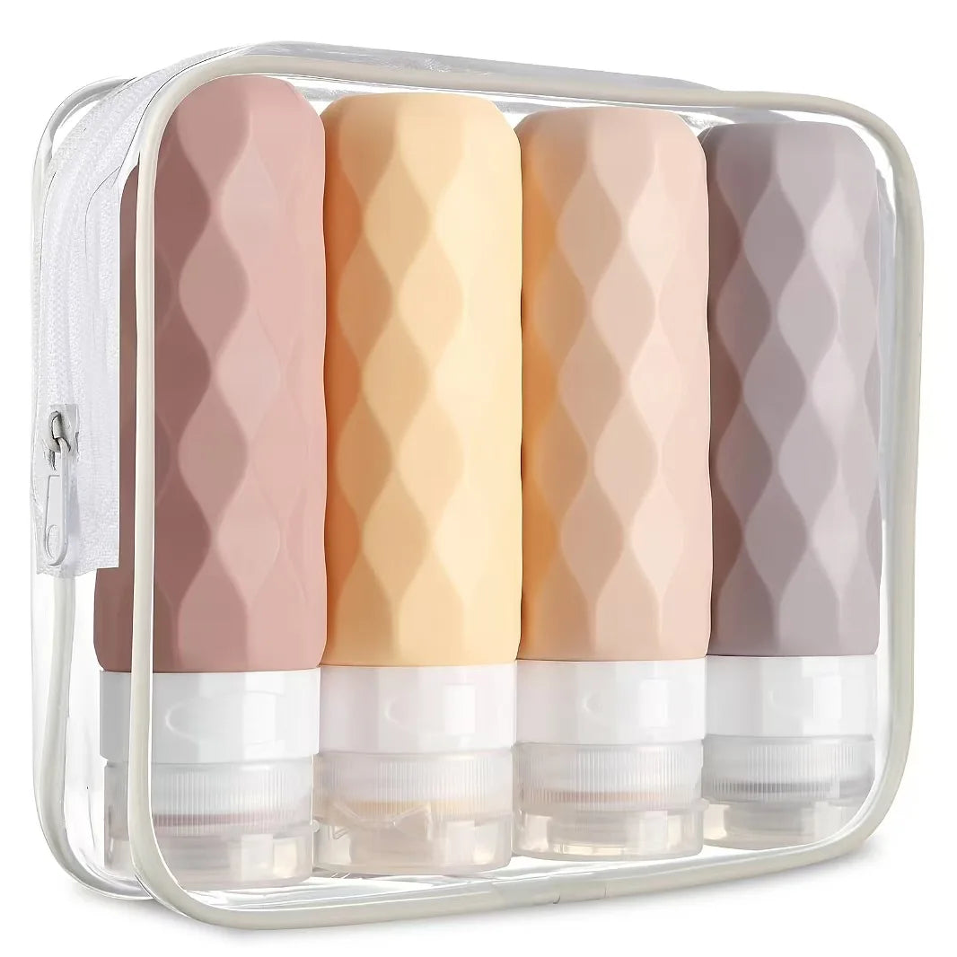 Sinodiving Durable Shampoo Bottle Set: Leakproof BPA-Free Food Grade Silicone Cosmetic Toiletry Container Tube for Travel.