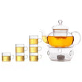 27oz Glass Teapot Set Stovetop Safe Tea Infuser Maker With Candle Warmer and 6 Double Wall TeacupsBlooming & Loose Leaf Tea Pot