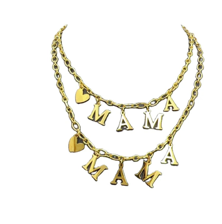 Wholesale Stainless Steel Gold Plated New Mom Necklace Mother's Necklace