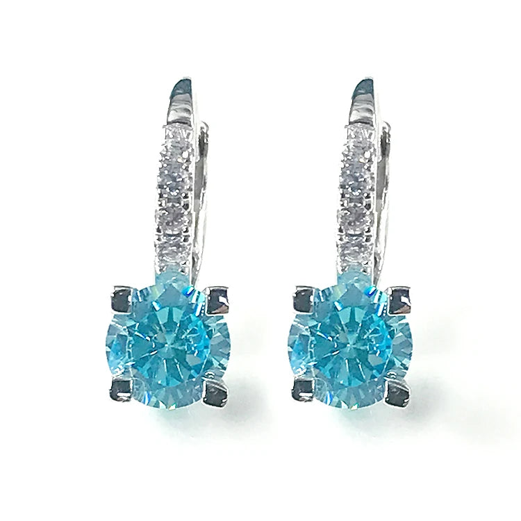 Fashion 925 Silver Cubic Zirconia Earrings Women Jewelry Hoop Earrings