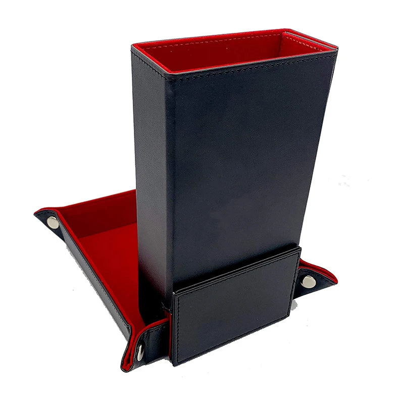 PU Leather Dice Tower DND Dice Box Square Storage Tray for Board Games Wholesale Velvet Rolling Dice