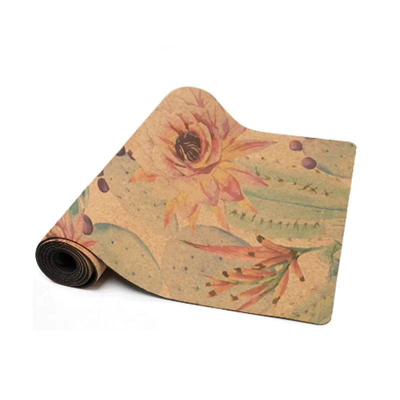 Good Quality Custom Logo Cork TPE/Rubber Yoga Mat Printed Non Slip 5mm Thick Eco-friendly Natural Waterproof Durable Yoga Mats