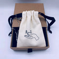 Personalized Double Black Grosgrain/Silk String Colorful Canvas Cotton Drawstring Bag for Jewelry Bracelets Watches