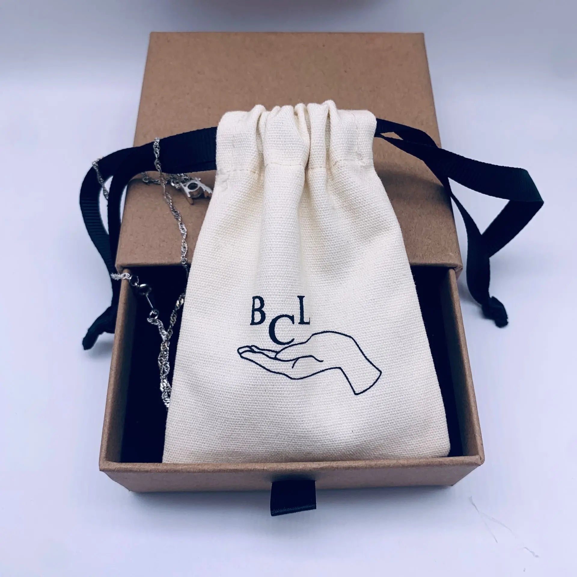 Personalized Double Black Grosgrain/Silk String Colorful Canvas Cotton Drawstring Bag for Jewelry Bracelets Watches