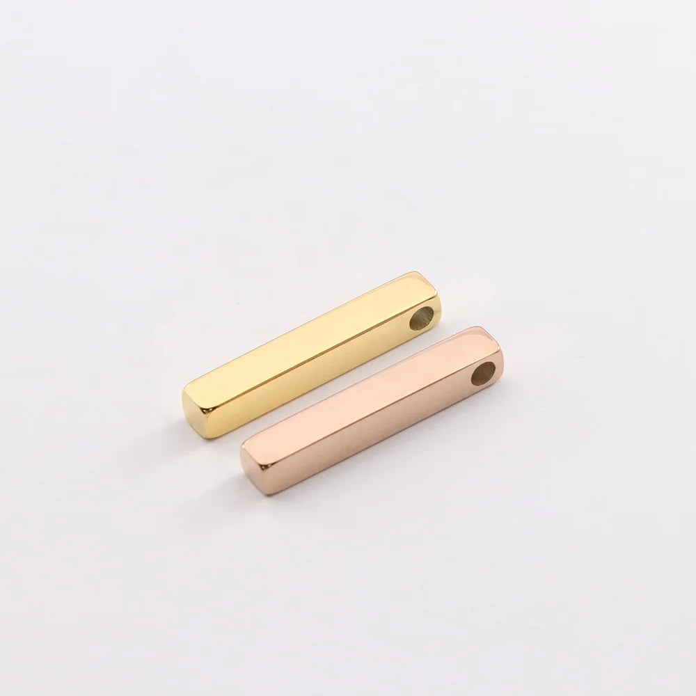 Shiny 316 Stainless Steel Short Vertical Bar Pendant 18K Gold Plated Initial Pendant for Children's Necklace Making