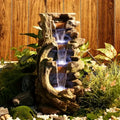 Hot Sale Resin Waterfall Fountain with LED Light Natural Stone Texture & Wood Branch Decor Indoor Wall Water Feature for Home