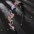 HX-031 Czech Crystal Headband Non-slip Retro Wide-sided Rhinestone Leaf Headband