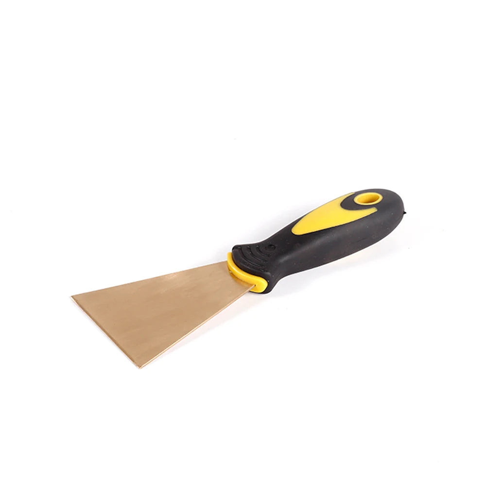 TUOKAEX Golden Brass Scraper Safety Copper Alloy Non Sparking Mirror Polished Industrial Grade Putty Knife Fiber Glass Handle